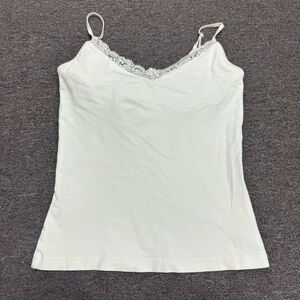 Lilly Pulitzer White Vintage Tank Top Lace Trim Size Small